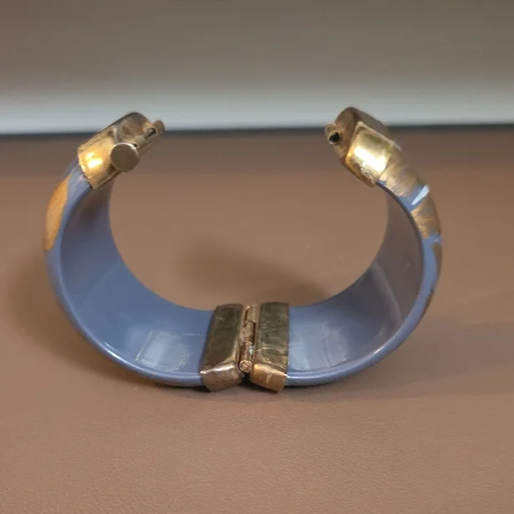 Blue and Gold Leaf Design Bangle - Picture 5 of 5